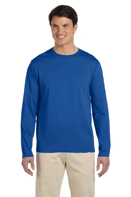 men’s short sleeve shirts with bold graphics -Gildan Mens Softstyle Long Sleeve Crewneck T-Shirt - Royal Blue