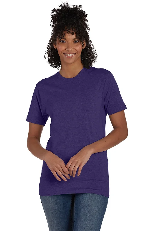 classic short sleeve polo shirts for men -Hanes Mens Nano-T Short Sleeve Crewneck T-Shirt - Heather Grape Smash Purple