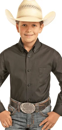 stylish and relaxed short sleeve shirts for men -Panhandle Boy's Black Snap Long Sleeve Western Shirt PSBSODRZ6N