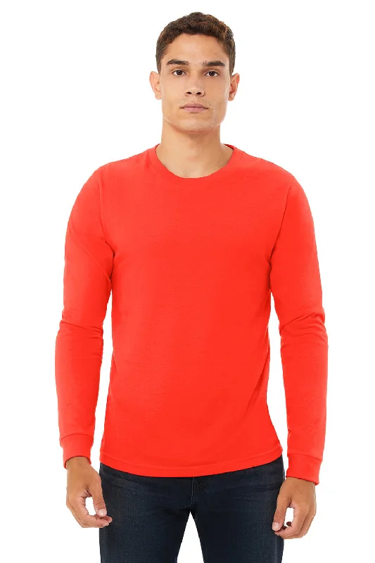 versatile and stylish short sleeve shirts for active men -Bella + Canvas Mens Jersey Long Sleeve Crewneck T-Shirt - Poppy Red