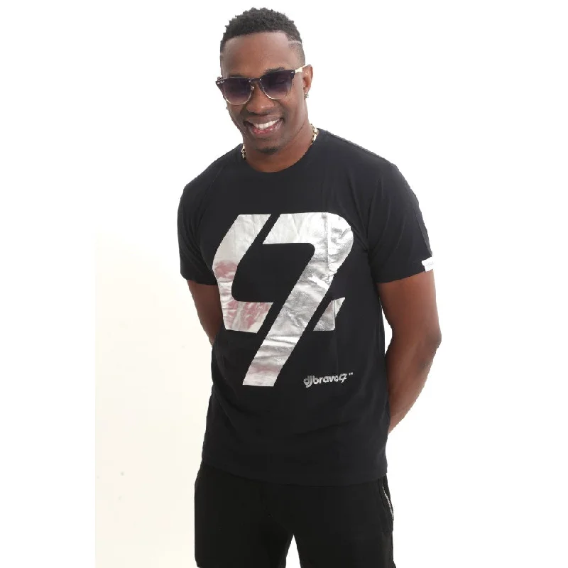 short sleeve shirts for weekend wear for men -djbravo47 Men's Black - 47 Silver Foiled T-shirt