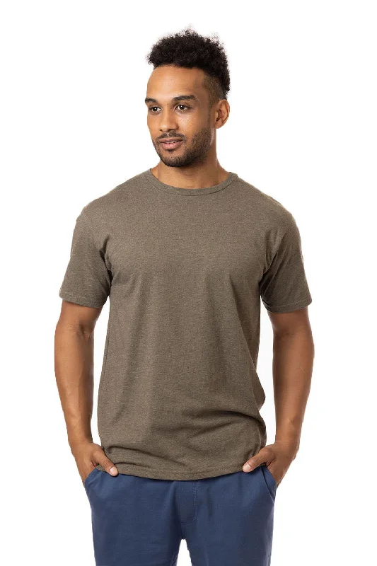 comfortable and breathable short sleeve t-shirts for work -Econscious Mens Committed CVC Short Sleeve Crewneck T-Shirt - Heather Olive - Closeout