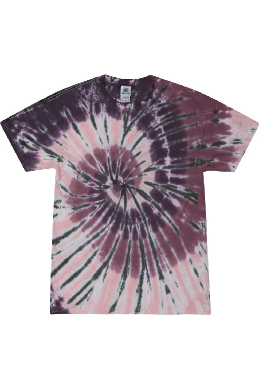 trendy short sleeve shirts for work and play -Tie-Dye Mens Short Sleeve Crewneck T-Shirt - Cherry Cola