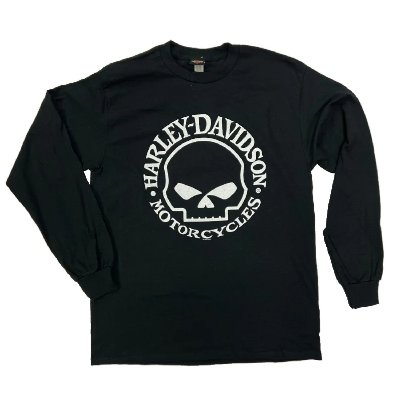 modern and stylish short sleeve shirts for men -Harley-Davidson Men's Willie G Skull Long Sleeve Tee, Black 40290928