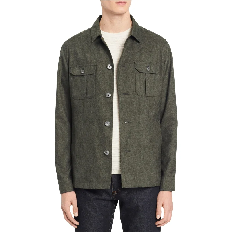 Men's tailored trench jackets-Calvin Klein Mens Military Shirt Jacket