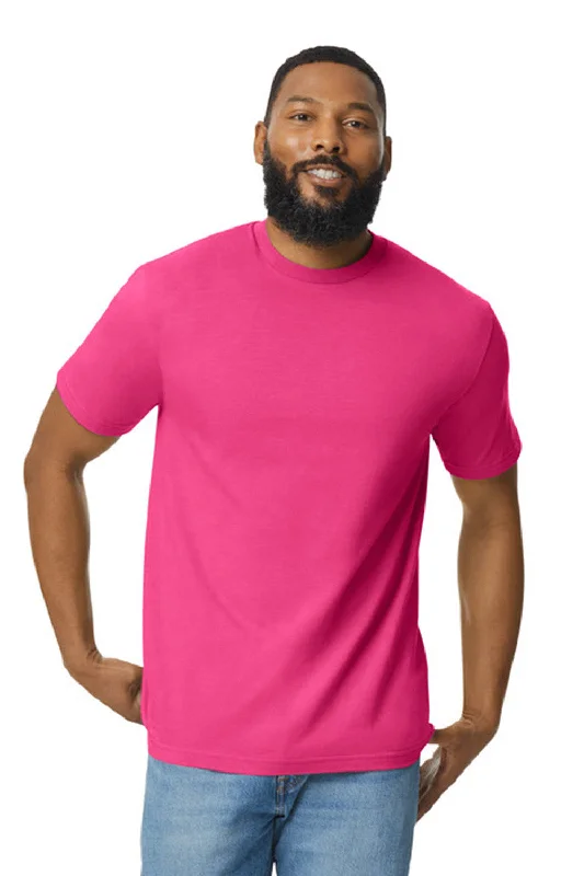 cool short sleeve shirts for everyday activities -Gildan Mens Softstyle Short Sleeve Crewneck T-Shirt - Heliconia Pink