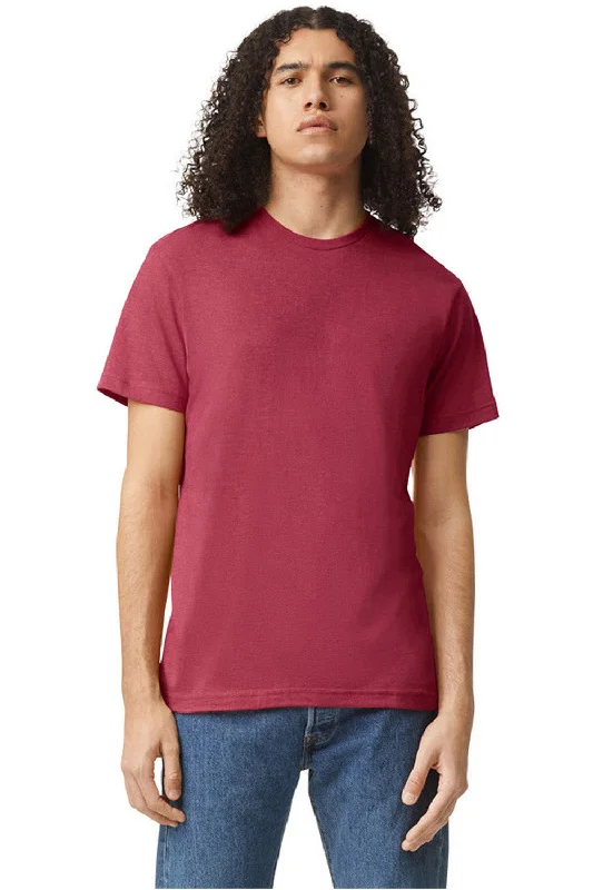 men’s classic short sleeve button-up shirts -American Apparel Mens CVC Short Sleeve Crewneck T-Shirt - Heather Cardinal Red