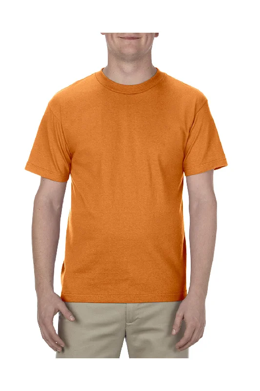 trendy short sleeve shirts for men’s vacation -American Apparel Mens Short Sleeve Crewneck T-Shirt - Orange