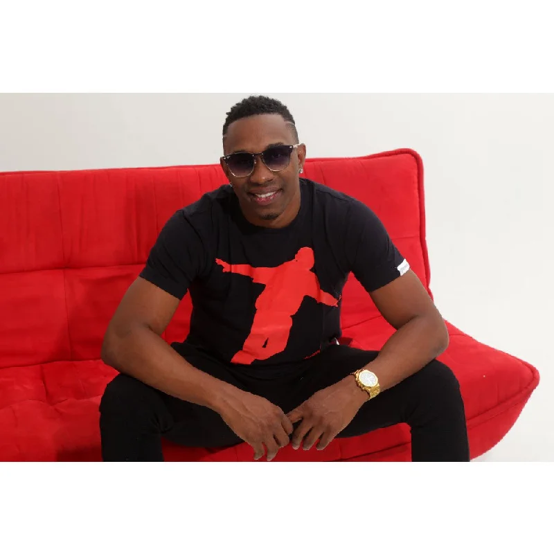 high-quality short sleeve t-shirts with logos -djbravo47 Men's Black - Celebration Red T-shirt