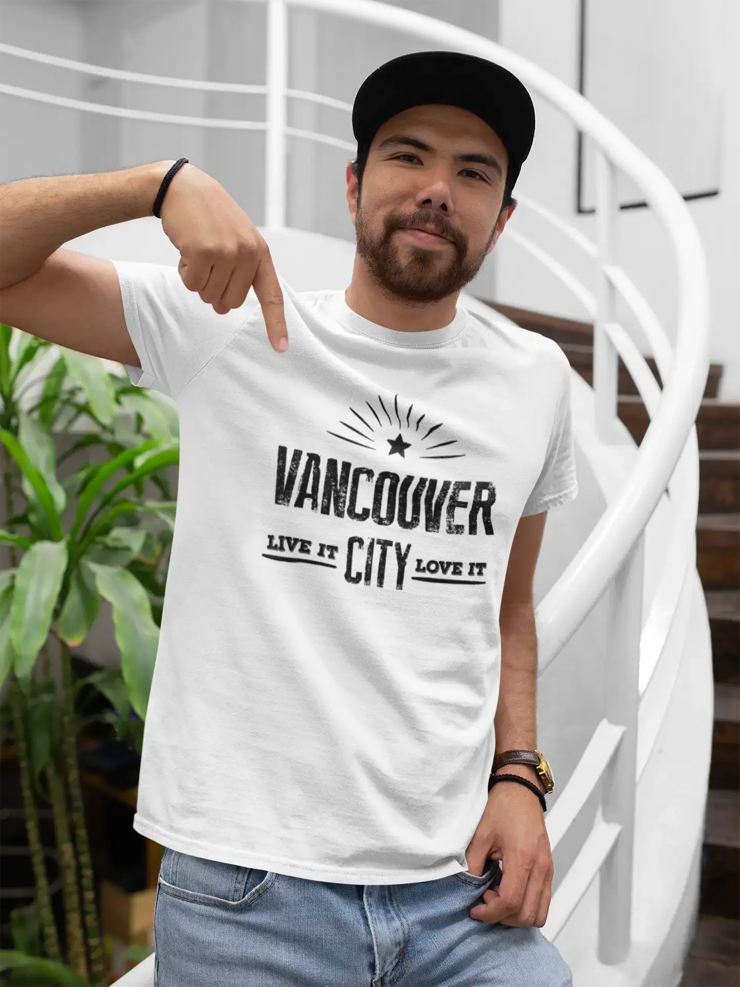 men’s short sleeve shirts for both casual and formal events -Men's Vintage Tee Shirt Graphic T shirt Live It Love It VANCOUVER White