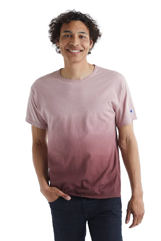 stylish short sleeve shirts for daily wear -Champion Mens Dip Dye Short Sleeve Crewneck T-Shirt - Maroon Ombre