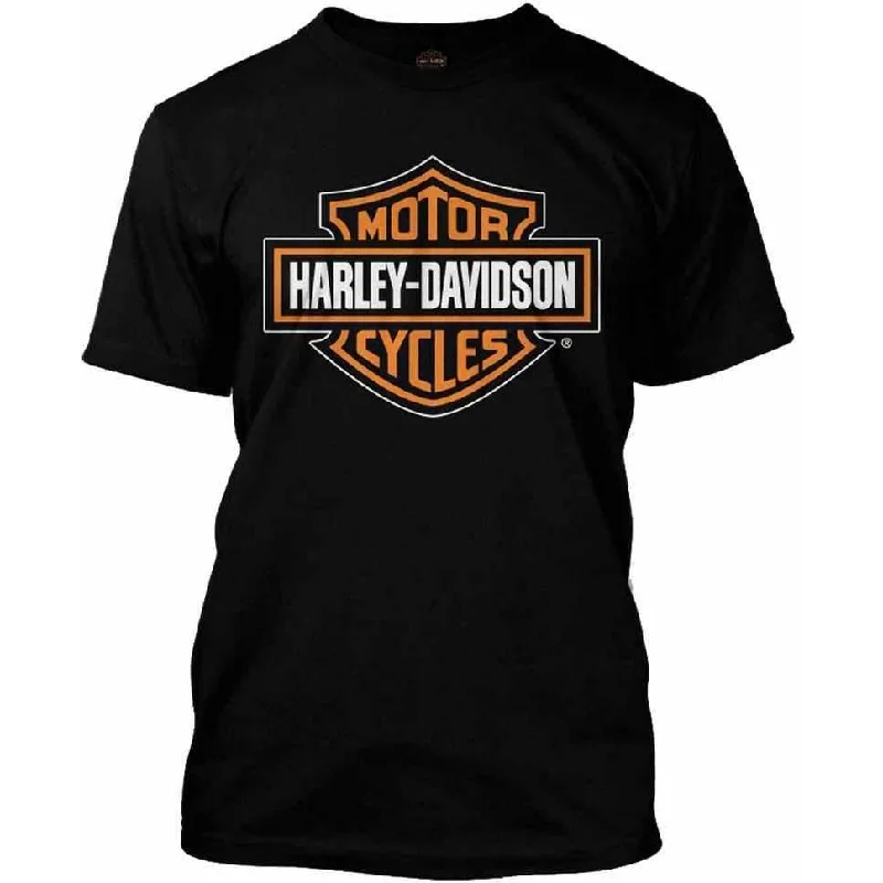 men’s affordable short sleeve shirts with bold prints -Harley-Davidson™ Men's Orange Bar & Shield Black T-Shirt 30290591