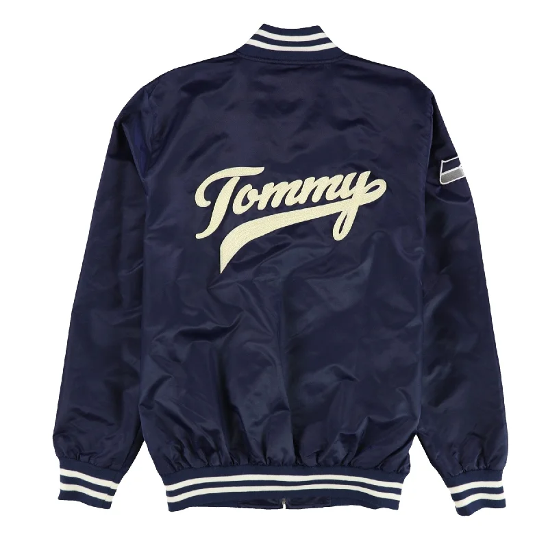 Men's indigo denim jackets-Tommy Hilfiger Mens Seattle Seahawks Bomber Jacket, Blue, Medium