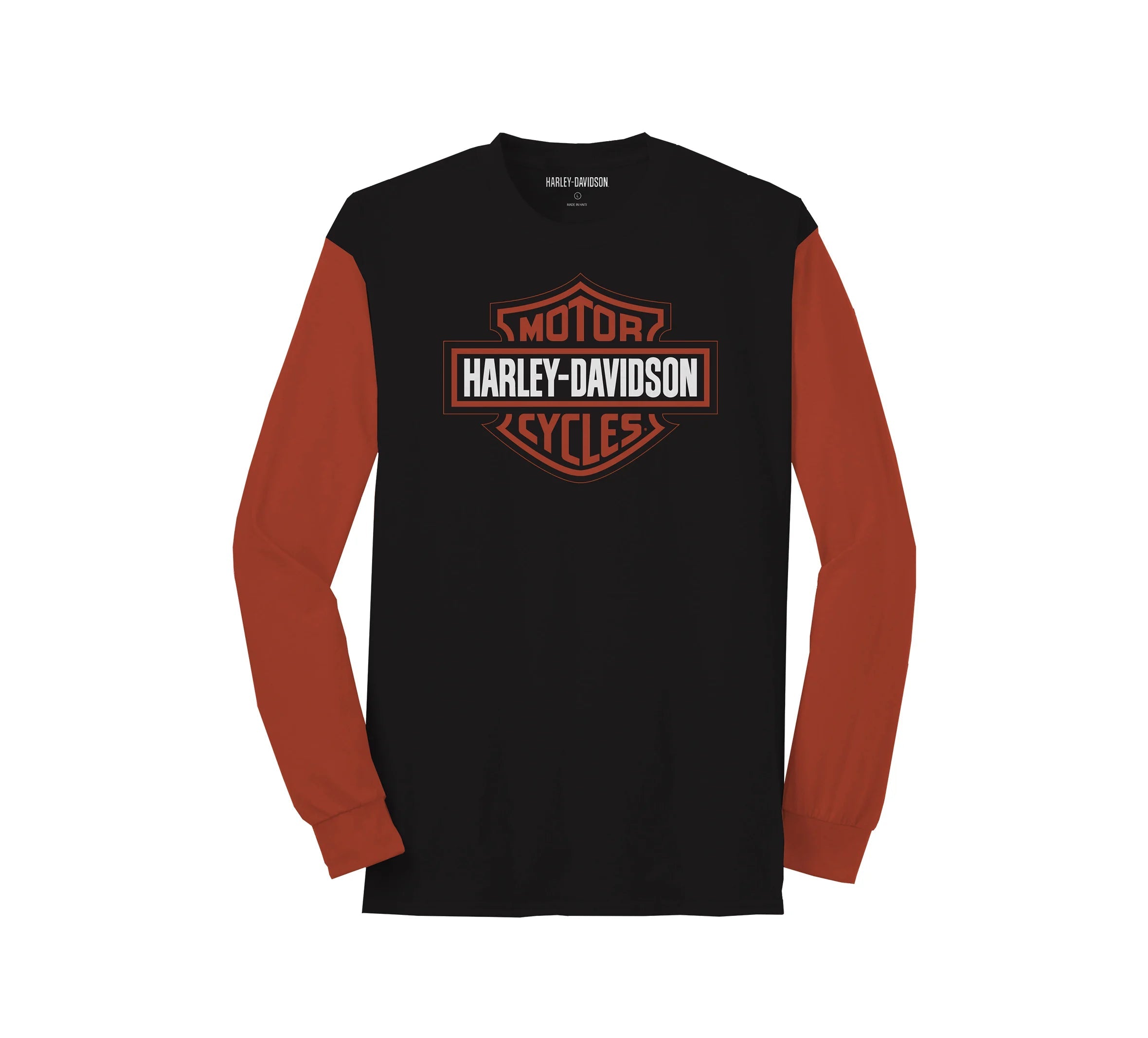 stylish short sleeve shirts for casual work wear -Harley-Davidson Men's Bar & Shield Colorblock Tee, Orange / Black - 99067-22VM