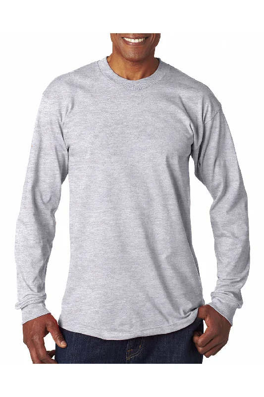 stylish short sleeve shirts for men’s everyday wardrobe -Bayside Mens USA Made Long Sleeve Crewneck T-Shirt - Ash Grey