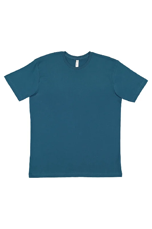 cool short sleeve shirts with bold logo designs -LAT Mens Fine Jersey Short Sleeve Crewneck T-Shirt - Oceanside Blue