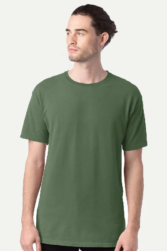 men’s short sleeve shirts with sporty designs -ComfortWash By Hanes Mens Short Sleeve Crewneck T-Shirt - Moss Green