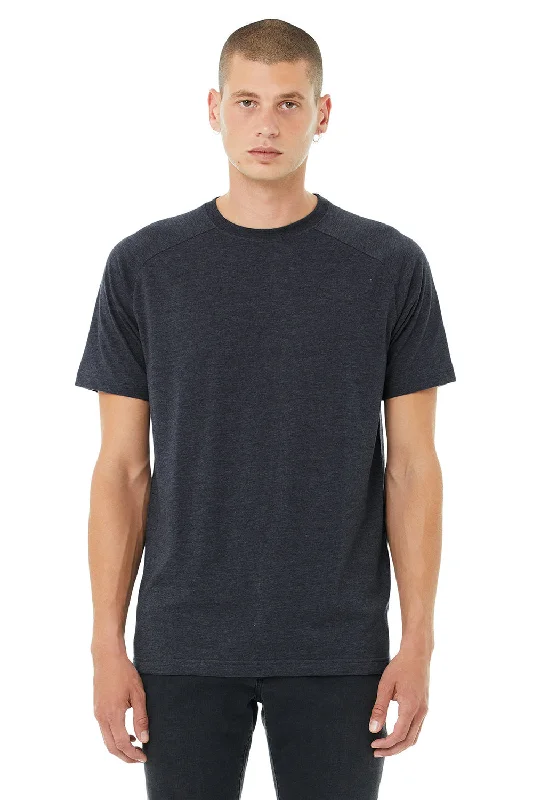 men’s versatile short sleeve shirts for any season -Bella + Canvas Mens CVC Raglan Short Sleeve Crewneck T-Shirt - Heather Navy Blue