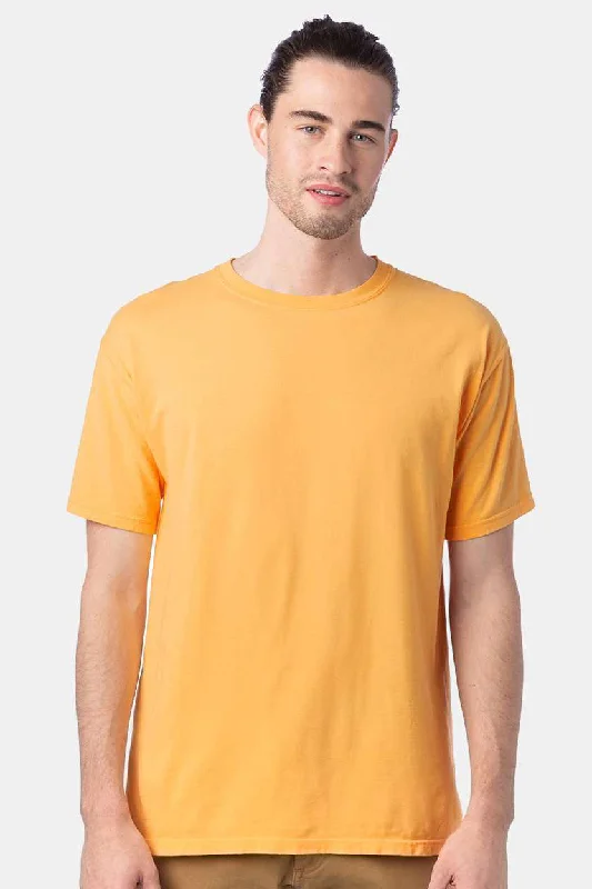 men’s short sleeve shirts with cool graphic prints -ComfortWash By Hanes Mens Short Sleeve Crewneck T-Shirt - Butterscotch Yellow