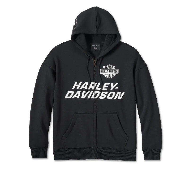 versatile short sleeve t-shirts for casual outfits -Harley-Davidson Men's Screamin' Eagle Zip-Up Hoodie - Black 96011-24VM