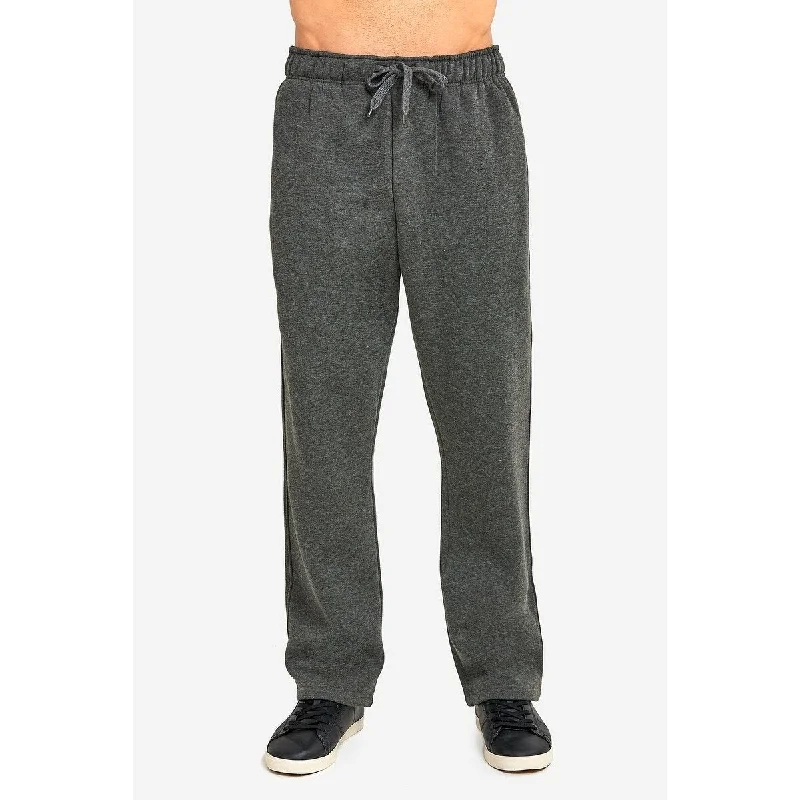 Men's warm quilted jackets-ET TU Men's Long Fleece Sweat Pants - Charcoal Grey