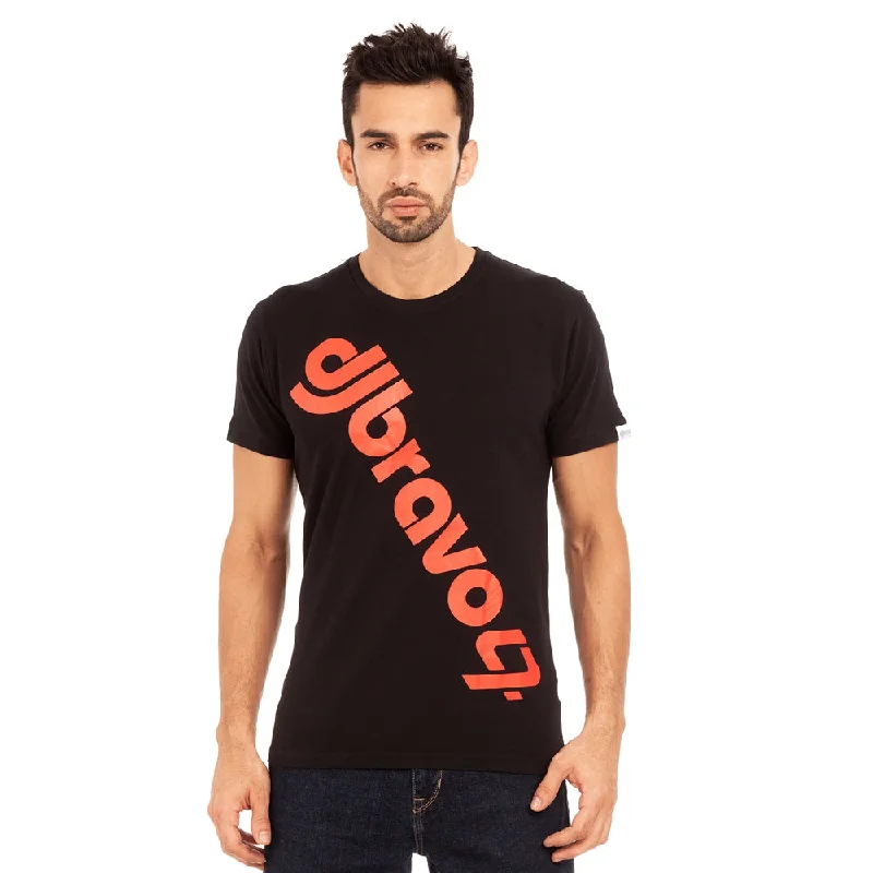 short sleeve shirts with cool designs for men -djbravo47 Men's Black - Logo Red T-shirt