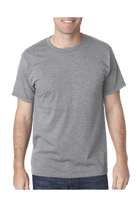 trendy short sleeve shirts for work and leisure -Bayside Mens USA Made Short Sleeve Crewneck T-Shirt - Heather Grey