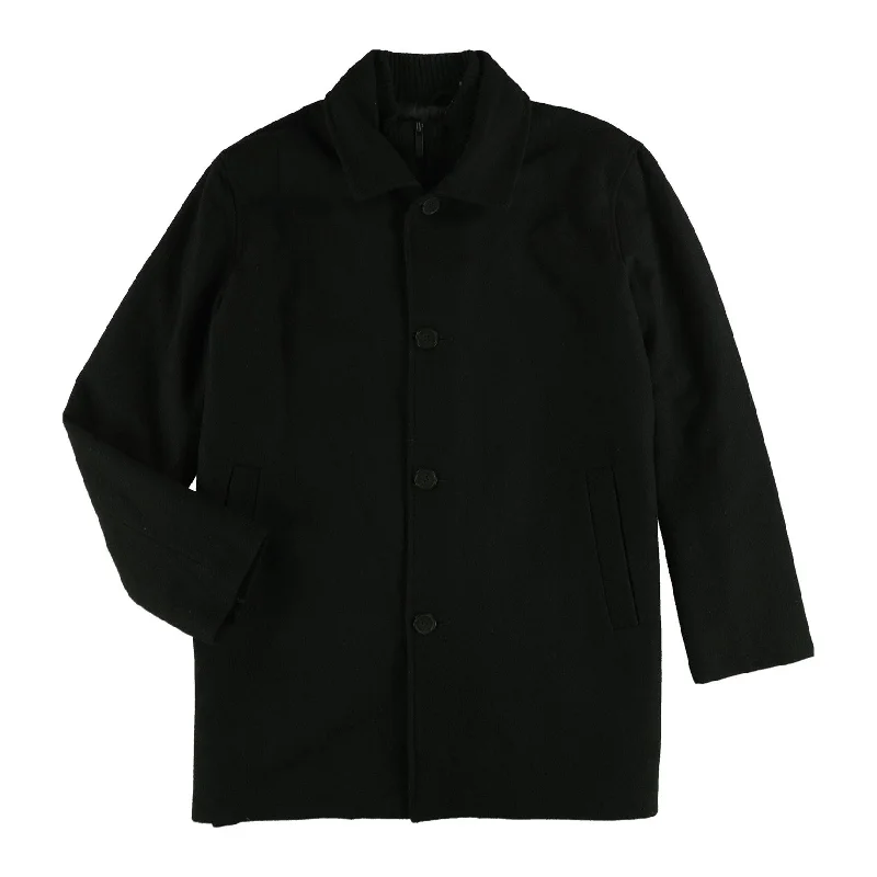 Men's thick fleece jackets-Kenneth Cole Mens Wool Blend Coat, Black, Medium