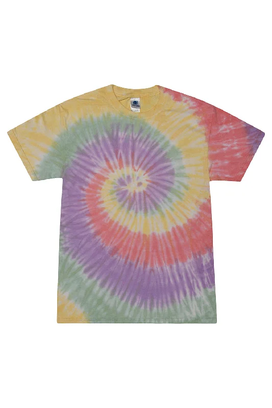 trendy short sleeve shirts with floral patterns -Tie-Dye Mens Short Sleeve Crewneck T-Shirt - Zen Rainbow