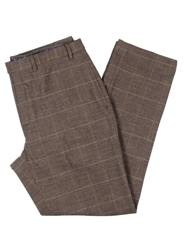 Men's pants high-end label-Mens Woven Plaid Dress Pants