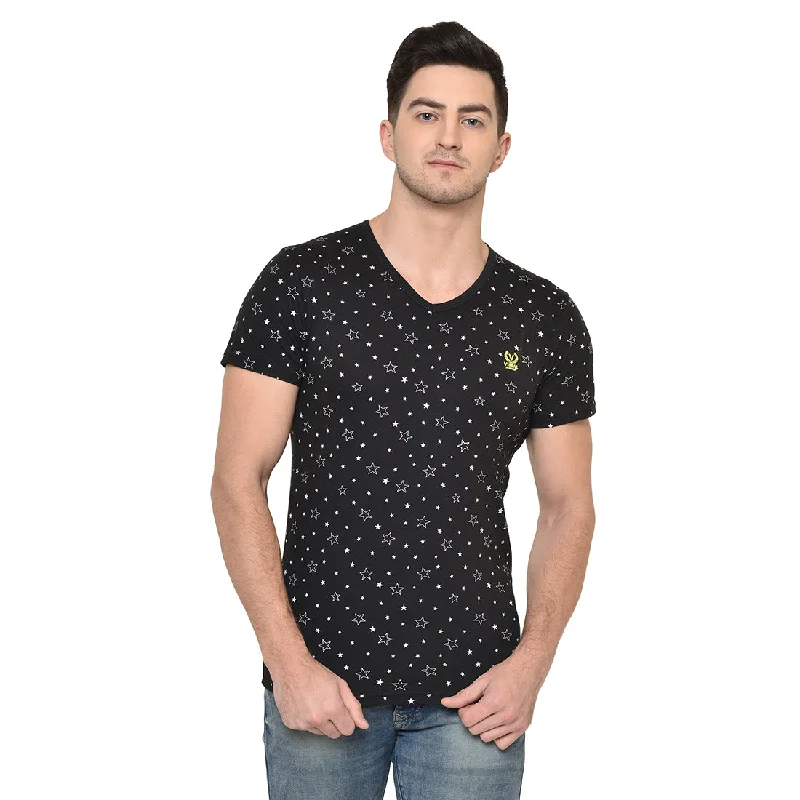 trendy short sleeve shirts for summer events -Vimal Jonney Round Neck Black T-shirt For Men's