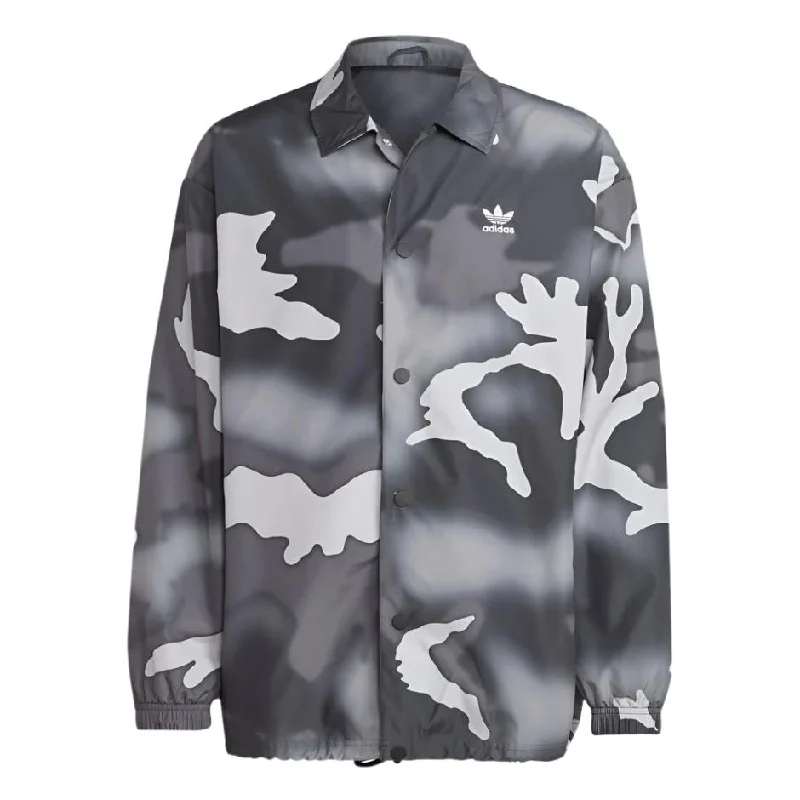 Men's sporty bomber jackets-adidas Men's Black Graphic Camo Coach Jacket