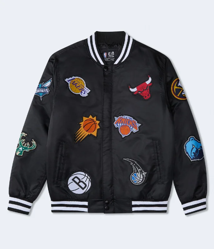 Men's dense fleece jackets-Aeropostale Nba Team Logos Bomber Jacket