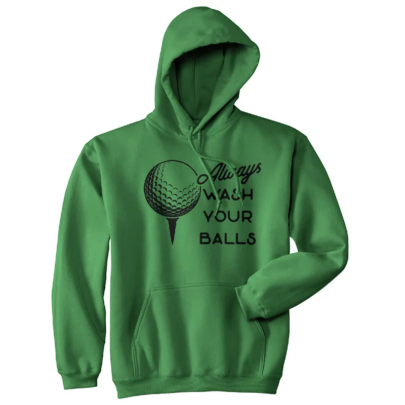 Men’s cozy white pullover-Always Wash Your Balls Hoodie