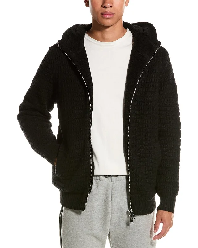 Men's thick puffer jackets-Armani Exchange Wool-Blend Knit Coat