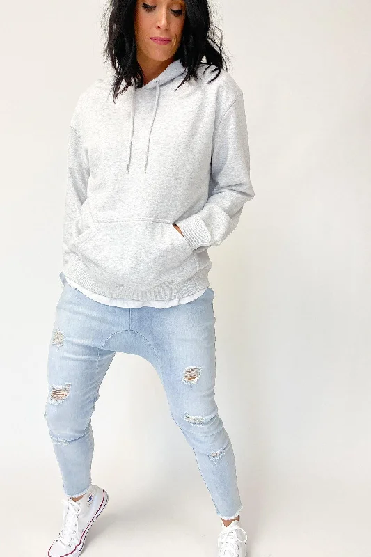 Men’s trendy navy hoodie-AS Colour Premium Hood White Marle