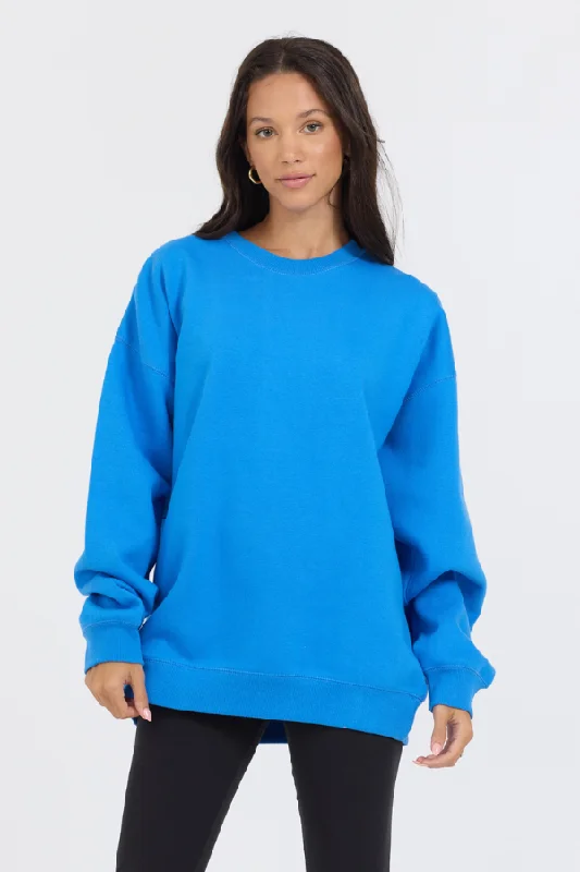 Hoodie with urban stitching men-Blue Proweave Crewneck