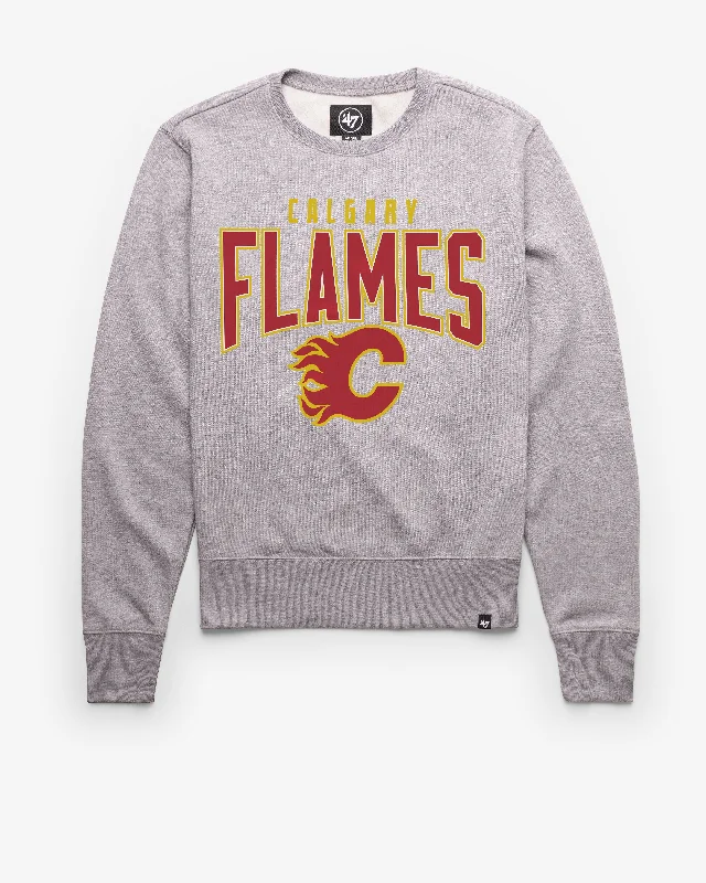 Men’s lightweight grey pullover-CALGARY FLAMES TEAM ELEMENTS ARCH '47 HEADLINE CREW