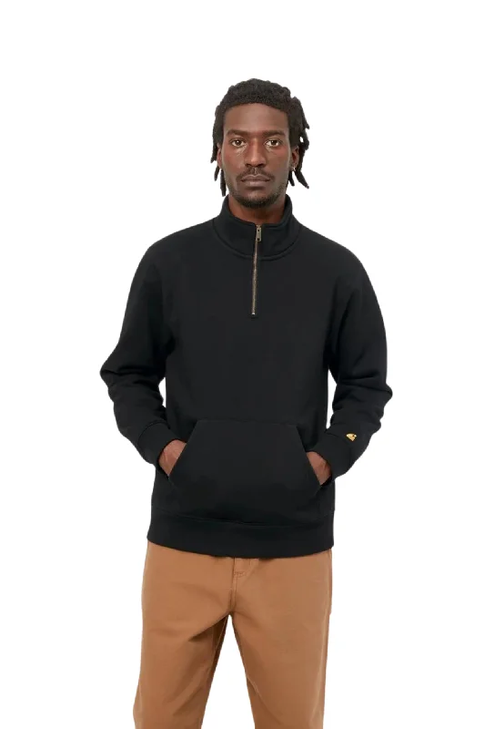 Hoodie with vintage fabric men-Chase Neck Zip Sweatshirt in Black