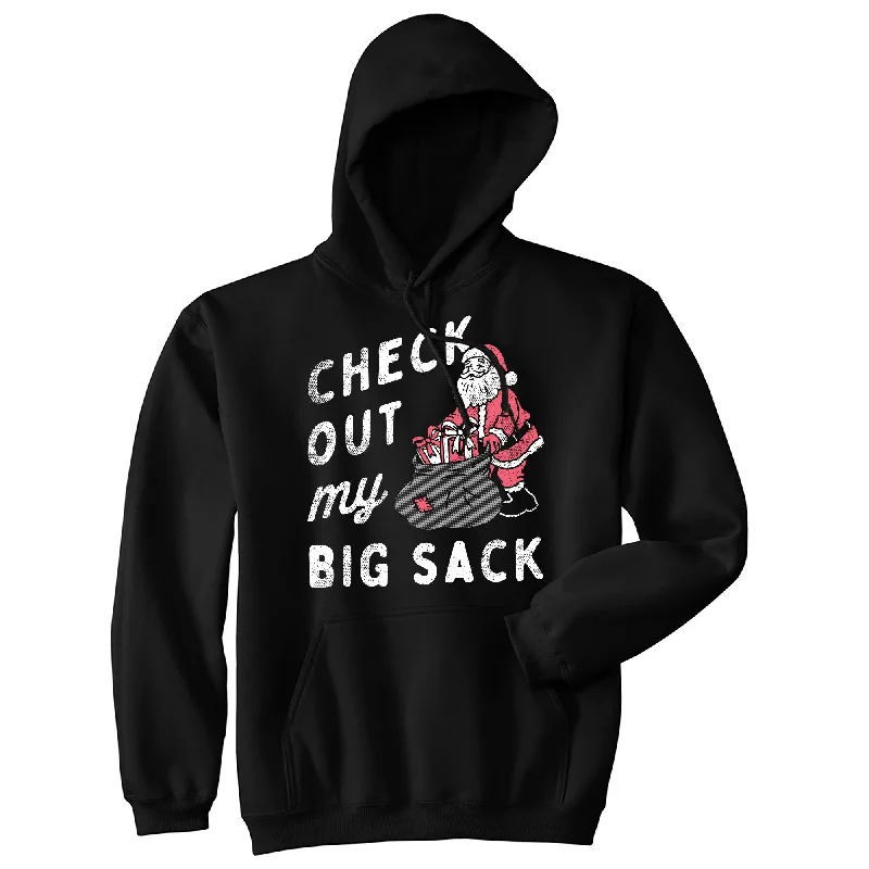 Hoodie with oversized stitching men-Check Out My Big Sack Unisex Hoodie Funny Xmas Santa Claus Adult Joke Hooded Sweatshirt