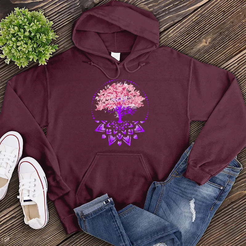 Men’s durable navy hoodie-Cherry Mandala Hoodie