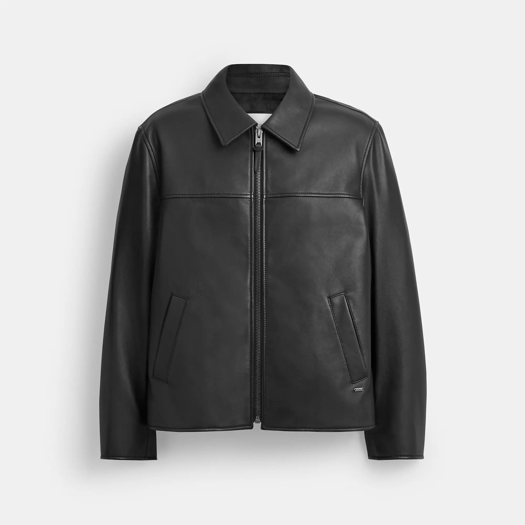 Men's dense fleece jackets-Coach Outlet Leather Jacket