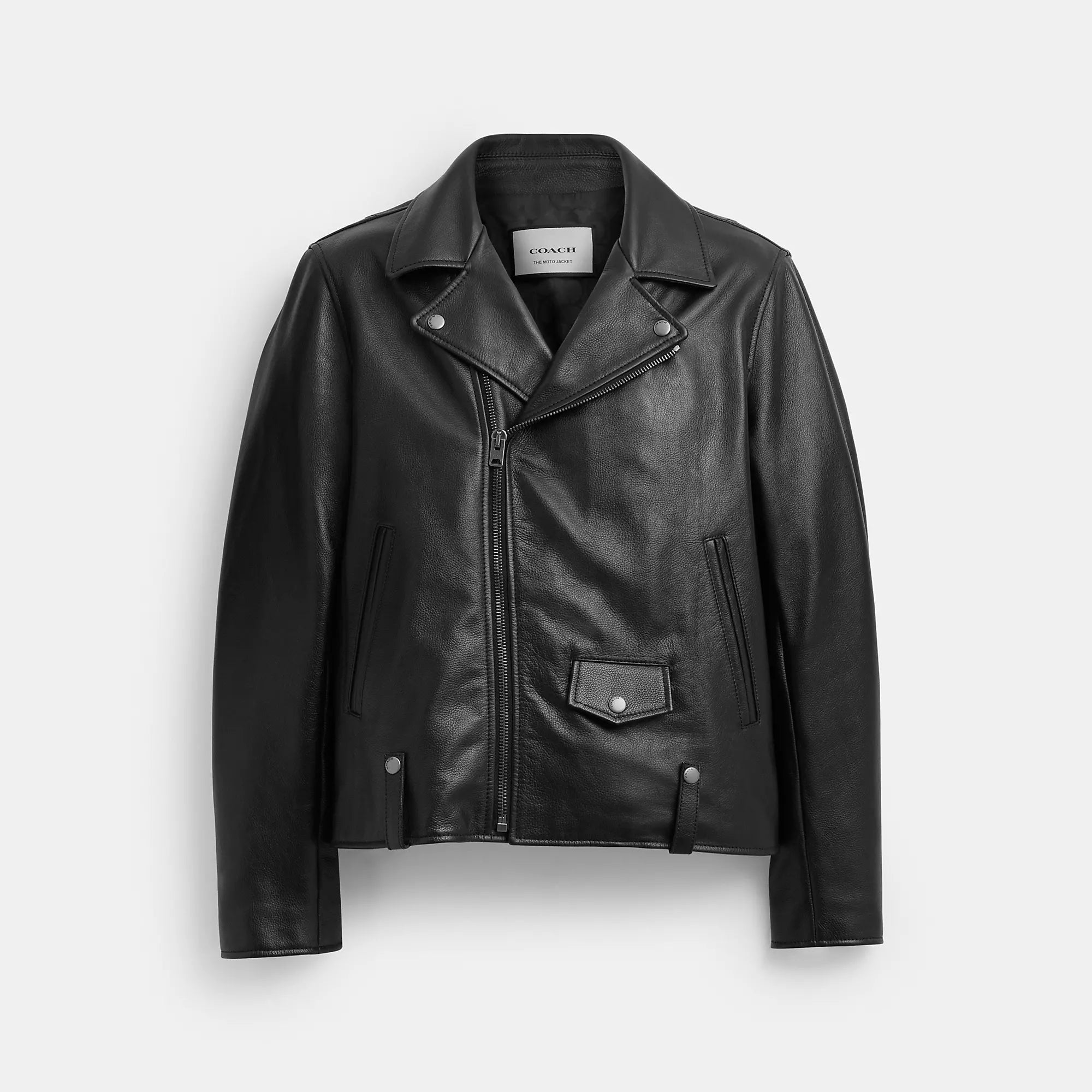 Men's sleek bomber jackets-Coach Outlet Leather Moto Jacket