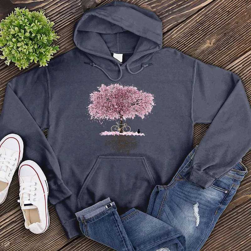 Hoodie with retro logo men-Cosmic Cherry Blossom Tree Hoodie