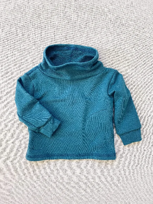 Men’s warm gym hoodie-cowl neck organic french terry sweatshirt in azure