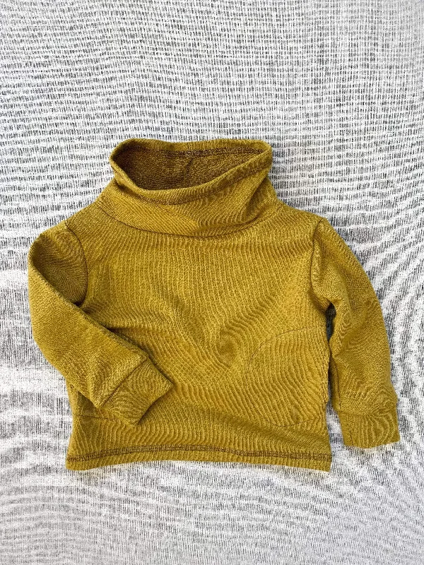 Men’s durable navy hoodie-cowl neck organic french terry sweatshirt in chartreuse