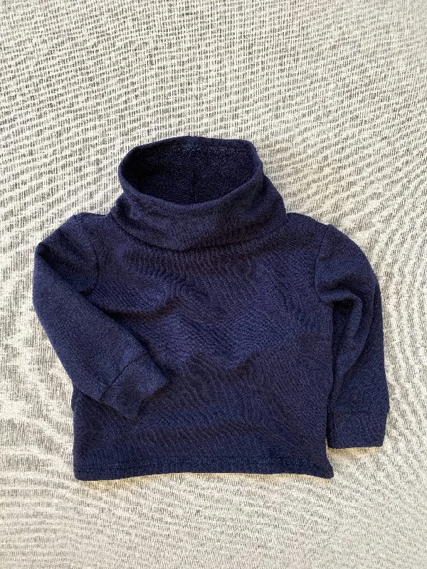 Men’s slim navy pullover-cowl neck organic french terry sweatshirt in midnight