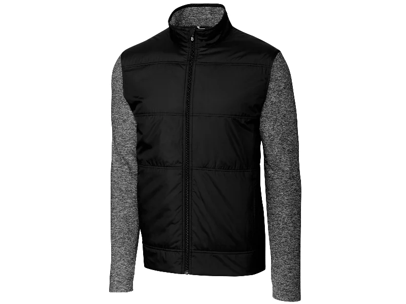 Men's lofty puffer jackets-Cutter & Buck Stealth Hybrid Quilted Mens Big and Tall Full Zip Windbreaker Jacket