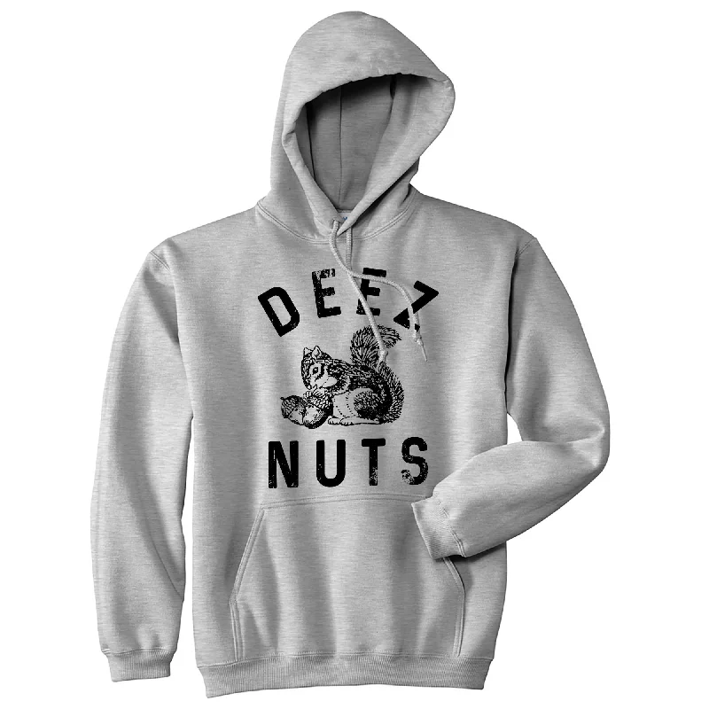 Hoodie for casual outings men-Deez Nuts Unisex Hoodie Funny Squirrel Acorn Adult Nut Joke Hooded Sweatshirt