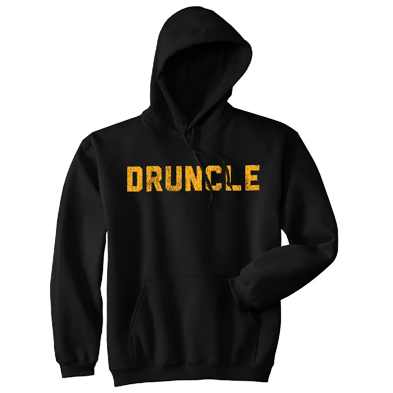 Hoodie with contrast fabric men-Druncle Unisex Hoodie Funny Drunk Uncle Family Reunion Hilarious Gift Hooded Sweatshirt